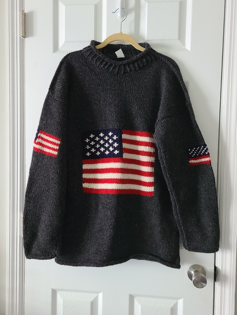 Yarina Wool Unisex American Flag Sweater